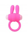 Anneau vibrant silicone rose avec oreilles de lapin - COR-003PNK