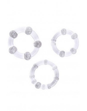 Pack 3 cockring transparents avec billes - CR-COR005CLE