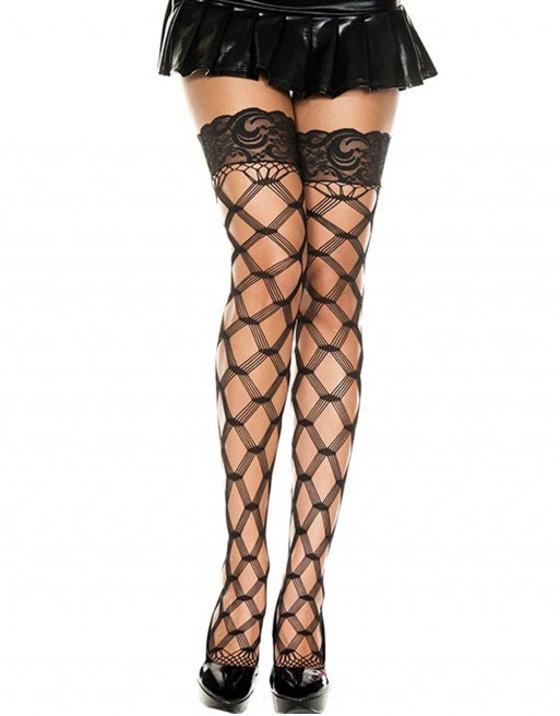 Bas noirs filet losange - MH4543BLK Bas noirs filet losange - MH4543BLK