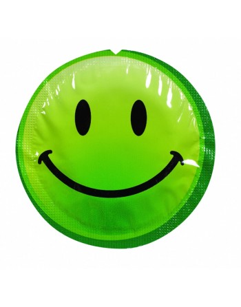 Préservatif lubrifié en latex smiley x 1 couleur aléatoire - 100EXSS