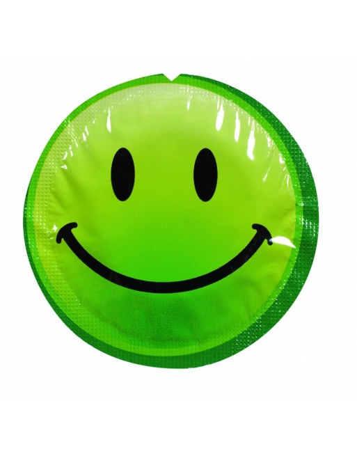 Préservatif lubrifié en latex smiley x 1 couleur aléatoire - 100EXSS