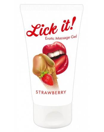 Lubrifiant et gel de massage végétalien comestible goût fraise 50ml - R625736