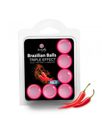 6 boules de massage brésiliennes triple effet froid, chaud et vibration - BZ3699-1