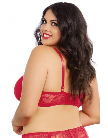 Soutien-gorge rouge grande taille demi-bonnets seins nus avec armatures - DG9386XRED