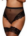 String résille taille haute avec porte-jarretelles noir - DG1478BLK