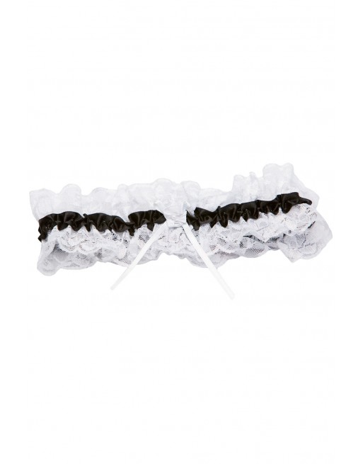 Jarretière dentelle blanche ruban noir - SOH19BLK Jarretière dentelle blanche ruban noir - SOH19BLK