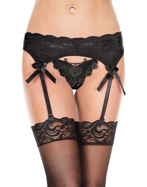 Porte jarretelles avec string papillon intégré - MH7736BLK Porte jarretelles avec string papillon intégré - MH7736BLK