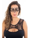 Masque vénitien Elena rigide noir  avec strass  - HMJ-003BK