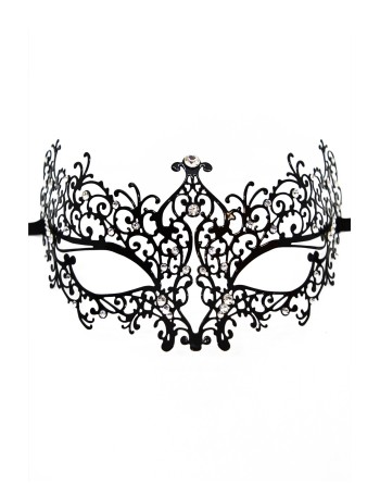 Masque vénitien Chiara rigide noir avec strass  - HMJ-016BK