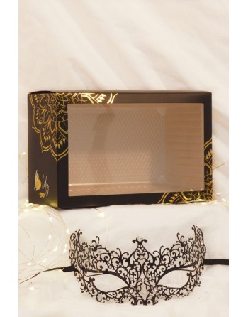 Masque vénitien Chiara rigide noir avec strass  - HMJ-016BK