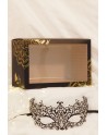 Masque vénitien Chiara rigide noir avec strass  - HMJ-016BK
