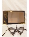 Masque vénitien Alida rigide noir avec strass  -  HMJ-026BK