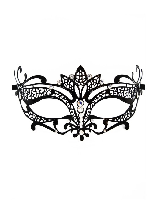 Masque vénitien Asia rigide noir avec strass - HMJ-028BK