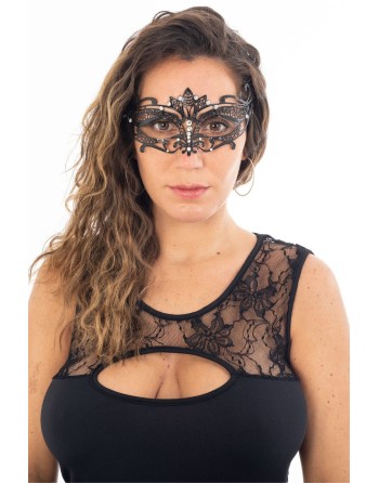 Masque vénitien Asia rigide noir avec strass - HMJ-028BK