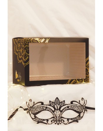 Masque vénitien Asia rigide noir avec strass - HMJ-028BK