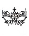 Masque vénitien Lucia rigide noir  avec strass  - HMJ-030BK