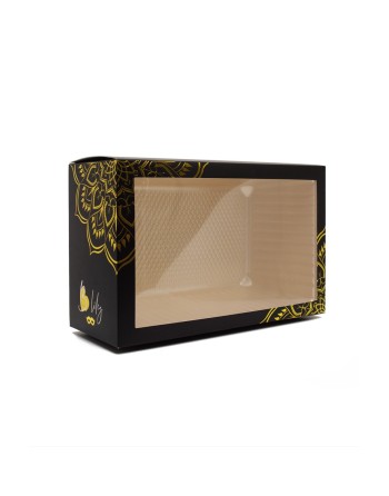 Masque vénitien Ornella rigide noir avec strass  - HMJ-031BK