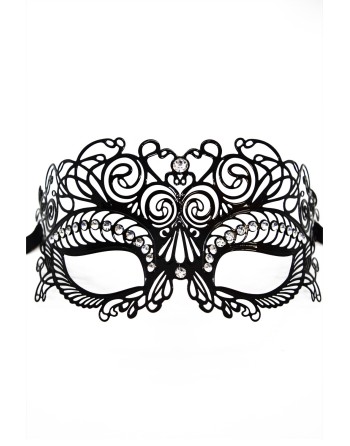 Masque vénitien Giulia rigide noir avec strass  - HMJ-035BK