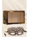 Masque vénitien Giulia rigide noir avec strass  - HMJ-035BK