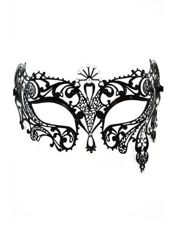 Masque vénitien Bianca rigide doré avec strass - HMJ-047BK