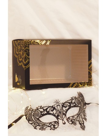 Masque vénitien Bianca rigide doré avec strass - HMJ-047BK