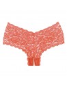 Panty ouvert en dentelle florale rouge - A1073R