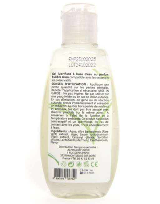 Lubrifiant à base d'eau 100% naturel Bubble Gum 90 ml Lubrifiant à base d'eau 100% naturel Bubble Gum 90 ml