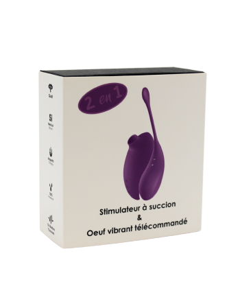 Vibromasseur à succion clitoridien avec son œuf vibrant à distance