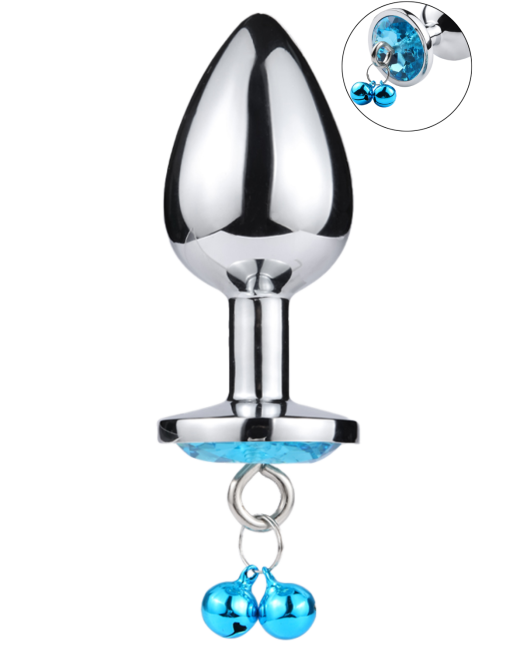 Plug bijou aluminium bleu avec clochettes Taille M