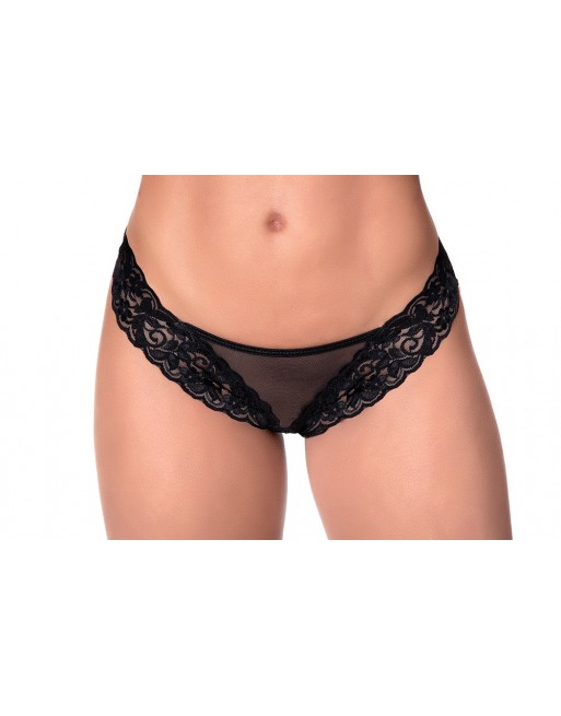 String dentelle et fine résille noire - MAL109BLK String dentelle et fine résille noire - MAL109BLK