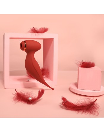 Oiseau du Paradis - Vibromasseur 2 en 1 avec succion et stimulateur rouge