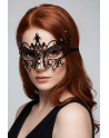 Masque vénitien Lucia rigide noir  avec strass  - HMJ-030BK
