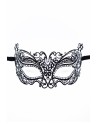 Masque vénitien Alba rigide noir avec strass  - HMJ-039BK
