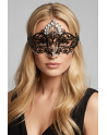 Masque vénitien Gemma rigide noir avec strass - HMJ-055BK