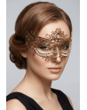 Masque vénitien Ornella rigide doré avec strass - HMJ-031B