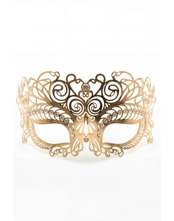 Masque vénitien Giulia rigide doré avec strass - HMJ-035B