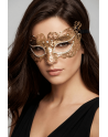 Masque vénitien Alba rigide doré avec strass - HMJ-039B
