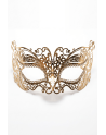Masque vénitien Alba rigide doré avec strass - HMJ-039B