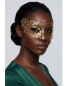 Masque vénitien Bianca rigide doré avec strass - HMJ-047B