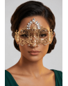 Masque vénitien Gemma rigide doré avec strass - HMJ-055B