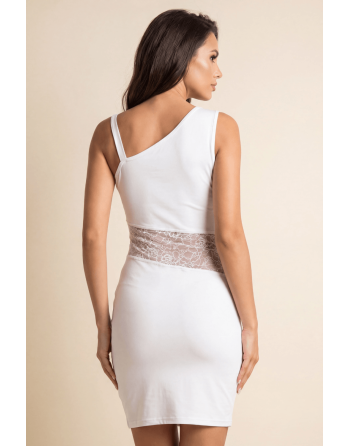 Robe blanche asymétrique avec dentelle Paola