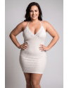 Robe blanche simili cuir et dentelle Sophia