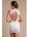Robe simili cuir et dentelle blanche Lydia