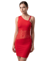 Robe rouge asymétrique avec dentelle Paola