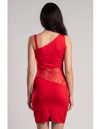 Robe rouge asymétrique avec dentelle Paola