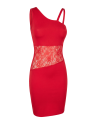 Robe rouge asymétrique avec dentelle Paola