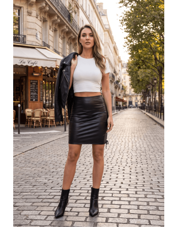 Jupe longue simili cuir noir Paloma