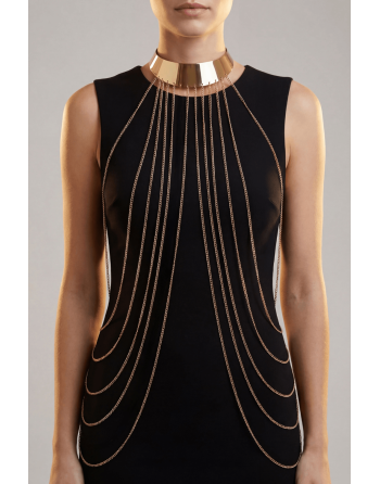 Bijou Tour de cou avec chaines de corps doré - BCHA001GLD