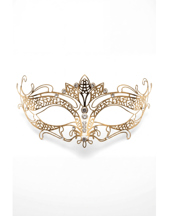Masque vénitien Asia rigide doré avec strass - HMJ-028B