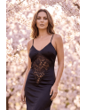 Robe cocktail noire empiècements dentelle